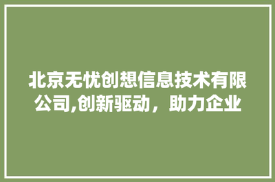 北京無憂創想信息技術 以創新為引擎，賦能企業數字化轉型